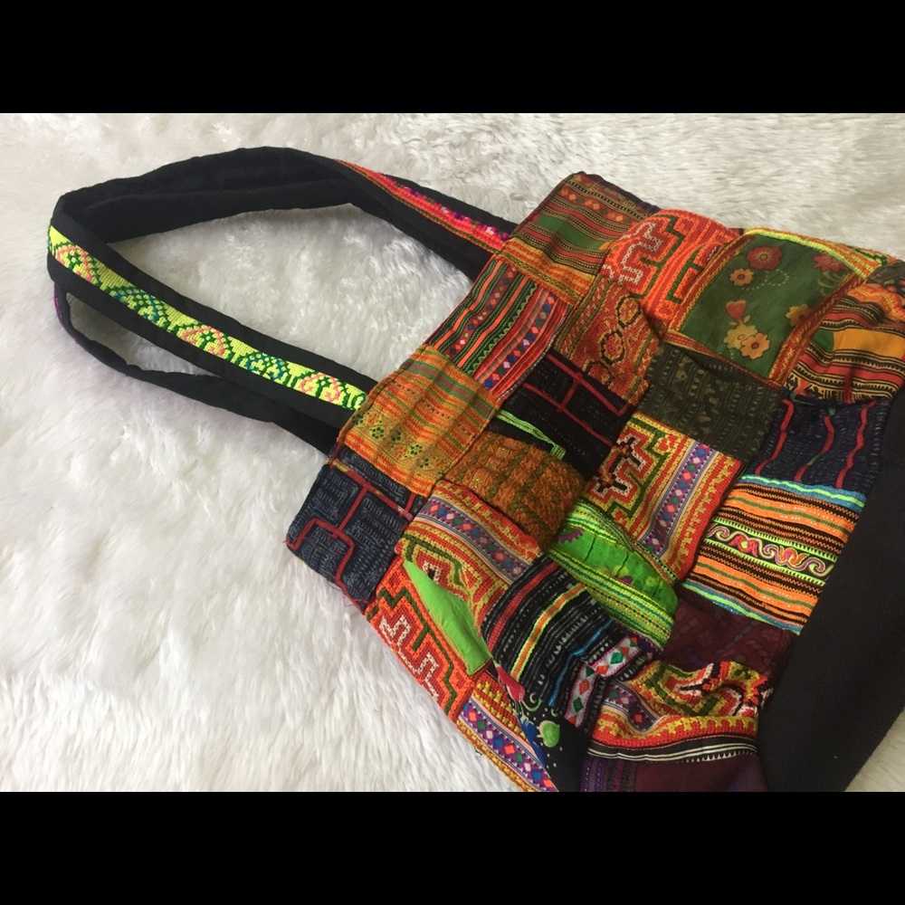 Colorful unique patchwork handmade bag - Picture 6 of 8
